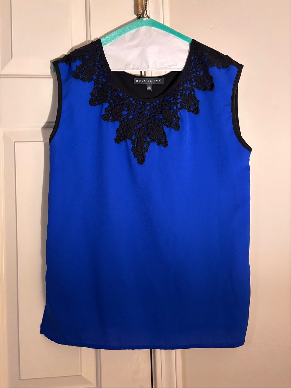 Brixon Ivy Royal Blue Sleeveless Camisole with Black Lace Yoke